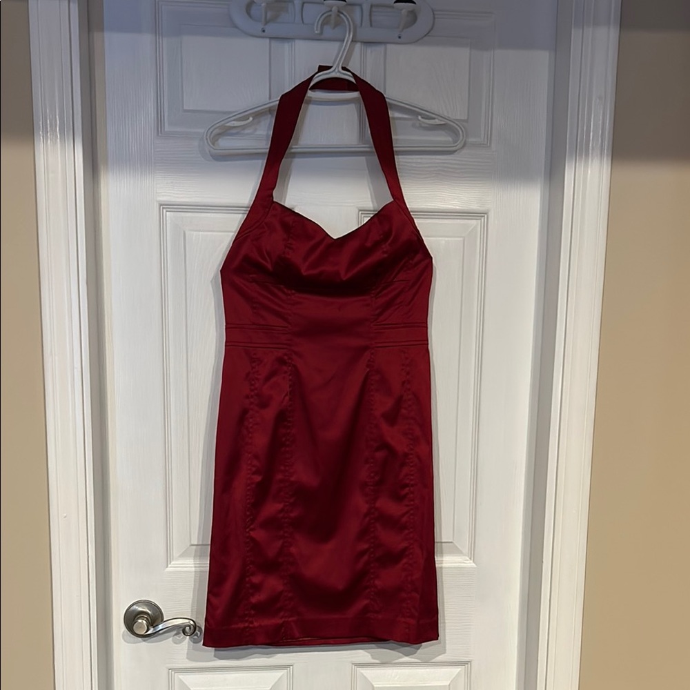 Elegant Red Halter Dress